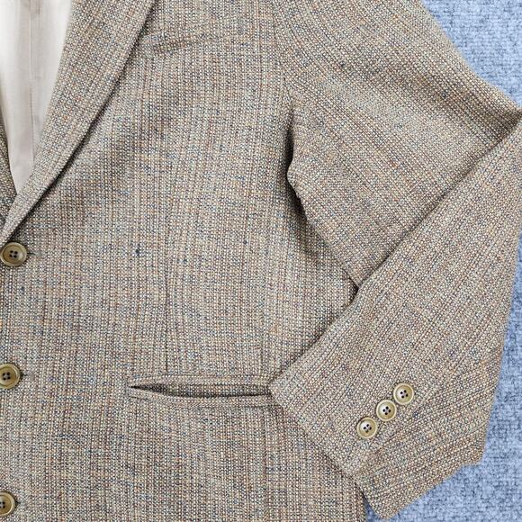 Territory Ahead Blazer Mens 44S Tan Brown Textured Silk Tweed Sport Coat Jacket - Picture 14 of 16